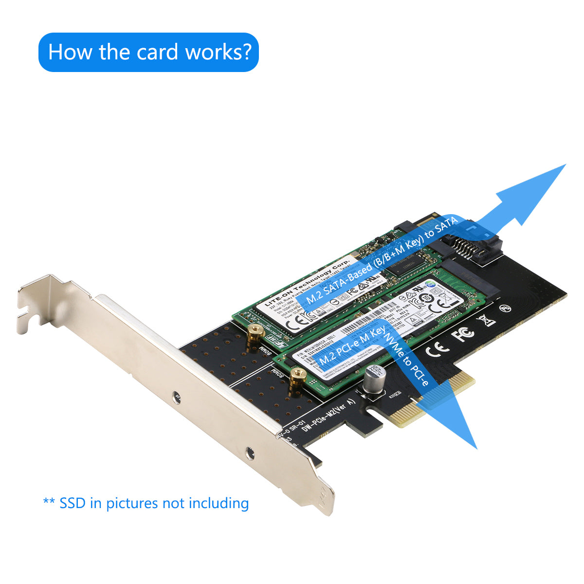 Dual M.2 PCIe Adapter M2 SSD NVME M Key SATA-based B Key to PCI-e 3.0 x 4  Controller Converter Card 