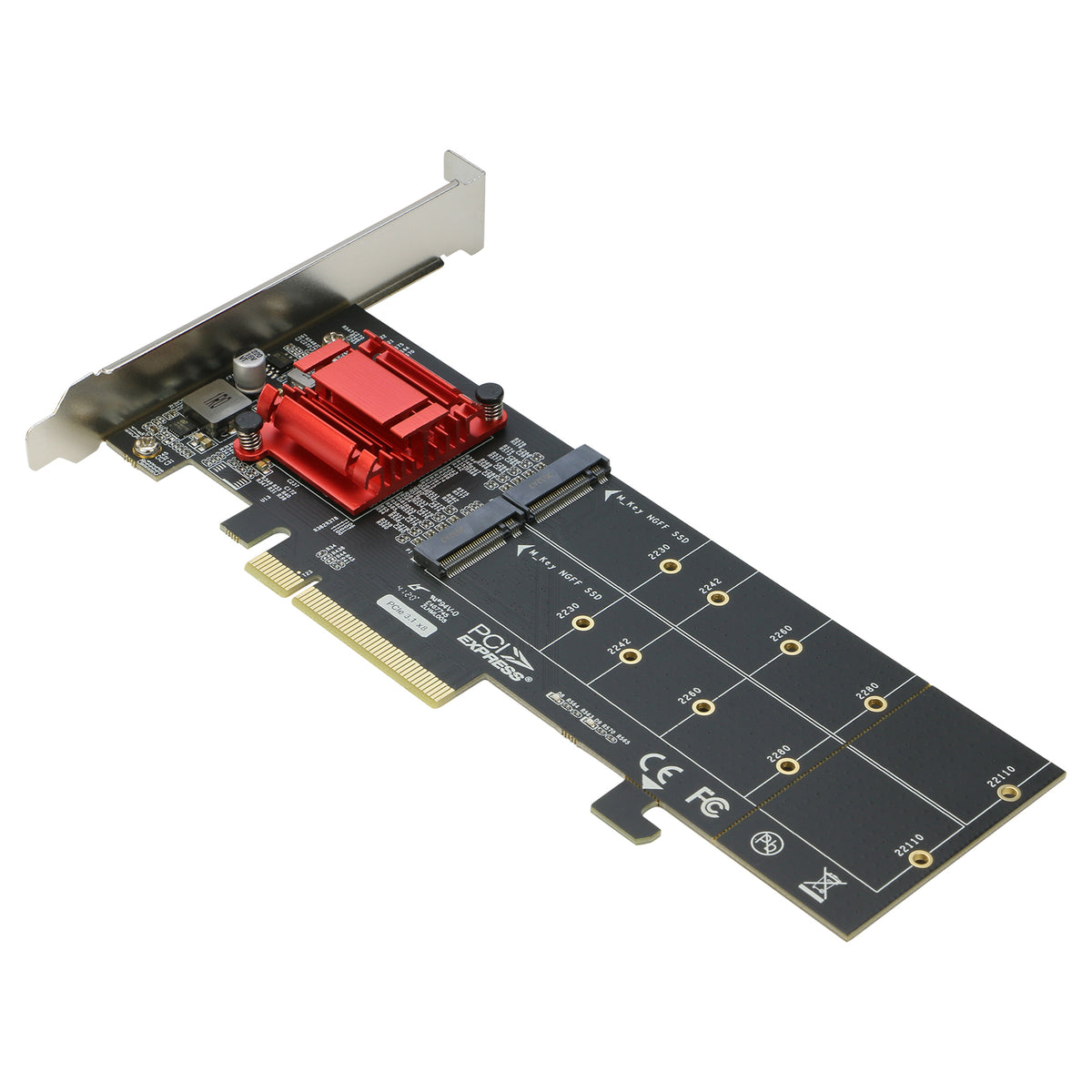 Carte Adaptateur SSD Double M.2 PCIe - x8 / x16 Double SSD M.2 NVMe ou AHCI  vers PCI Express 3.0 - Compatible M.2 NGFF PCIe (M-Key) - Supporte 2242