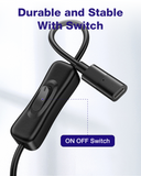 RIITOP USB-C ON Off Cable [3.3FT], USB 3.1 Type-C Male to Female Extension Cable with ON/Off Switch Support Video/Data/PD Charging