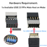 USB 2.0 to USB 3.2 Gen 1 Header Adapter [2-Pack], Internal 9Pin Female to USB 3.1 Type-E (A-Key) Female Converter for Extending USB C Ports on Front Panel of PC