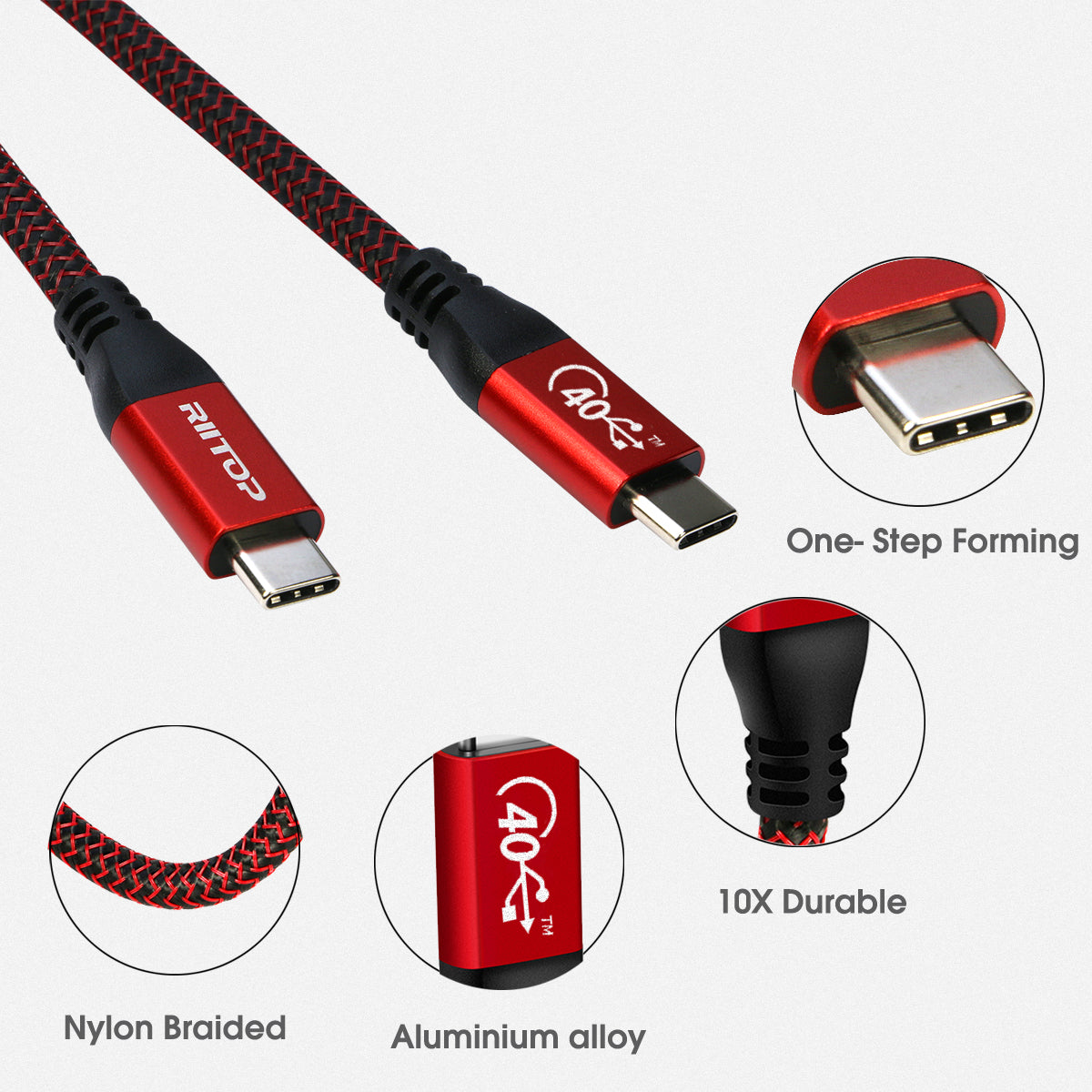 USB4 Cable with 40Gbps Data, Support, and 100W PD Char